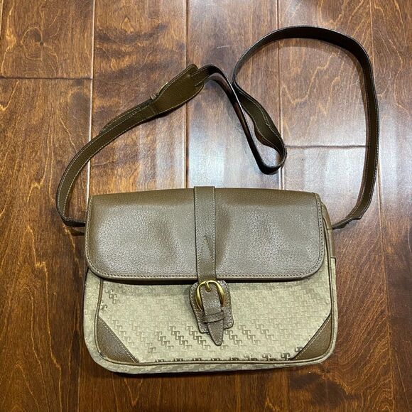 Gucci Vintage Authentic G Jacquard Canvas Leather Crossbody Bag Gold Hardware - Picture 3 of 13